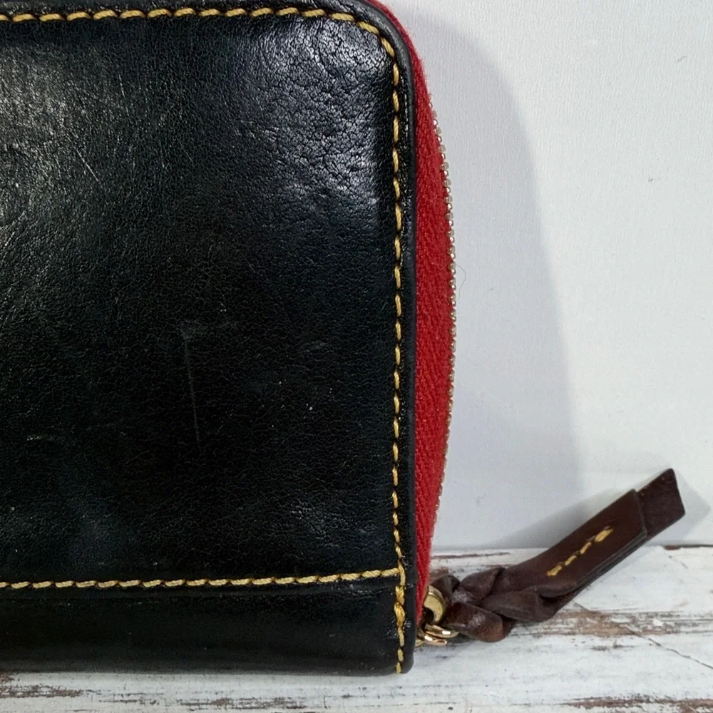 Dooney & Bourke Black Leather Wallet with Red Trim - Picture 10 of 11